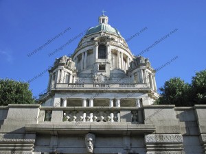 Looking up towards the Ashton Memorial in Lancaster